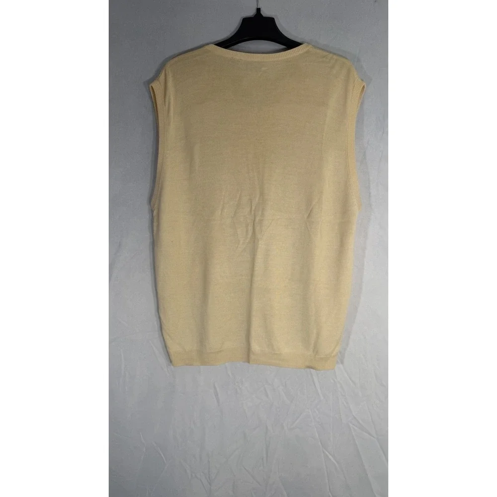 Ping‎ Men's V Neck Silk Vest Light Yellow XL Sweater Vest Preppy Golf